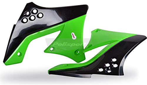 Polisport Kawasaki KX250F - Kühlerverkleidungen Paar Schwarz und Grün - Modelles 2009-12