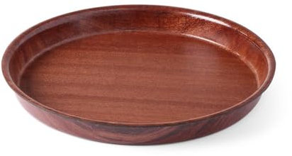 HENDI Serviertablett, AmberBox, rund, mit hohem Rand, Rutschfester Gummibeschichtung, Schock- und bruchfest, Gastro Tablett, Tablett, ø320x(H) 35mm, Holzoptik