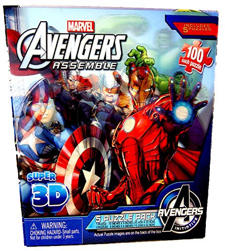 Marvel Avengers Assemble Super 3DPuzzle Pack (5 Puzzles 100 Pieces Each)