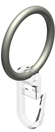 INTERDECO Gardinenstangen Gardinenringe, aus Metall, Chrom matt, Rundringe mit Faltenhaken für Vorhangstangen 16 mm, Ringe in 32 x 25 mm, Typ 1116510, 10 Stück