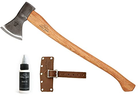 1844 Helko Werk Germany Traditional Hessen Woodworker Axe - Made in Germany Hand Forged Felling Axe and Cutting Axe, Forest Axe for Felling Tree - Head 2-3/4 lbs, Handle 28 in. (Hessen) #13563