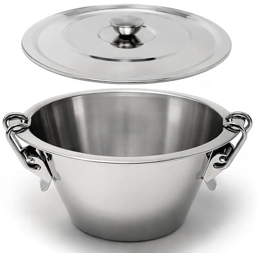 Menax - Puddingform mit Deckel Edelstahl 20 cm - Wasserbadform für Flan, Soufflé und Desserts - Leicht zu Stürzen für Hobbybäcker, Gastgeber und Klassische Nachspeisen