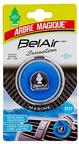 Arbre Magique BelAir, Profumatore Auto Liquido con Clip, Fragranza Sensation Marine, Profumazione Fresca e Pulita, Durata Fino a 75 Giorni, Design Italiano