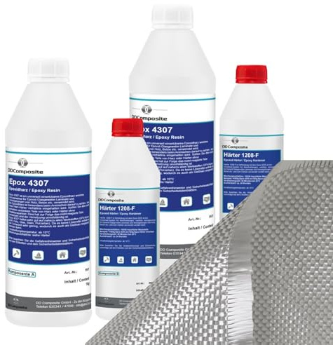 Epoxidharz 3kg plus 4m² Glasfilamentgewebe 390g/m² Leinwand leicht formbares Gewebe zum Laminieren und Reparieren gute Haftung hohe Klebkraft