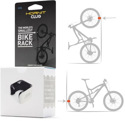 Hornit CLUG Bike Clip - Bicycle Rack Storage System for Home, Garage, or Outdoor Cycle Mount and Wall Mounted Stand (MTB, White/Orange)