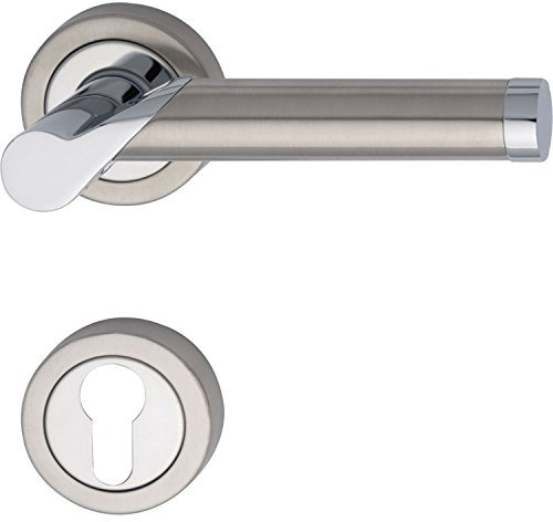 MARCHESI 1900.16A.219.M Drückergarnitur Odin mit Rosetten PZ (Profilzylinder), Messing verchromt/Edelstahl