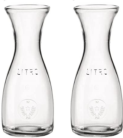 Mediterranean Glass Wine Carafes 1L (100cl) (Set of 2)