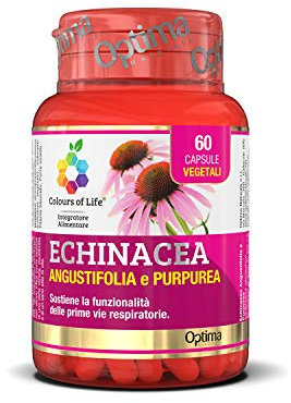 Colours of Life Echinacea Angustifolia e Purpurea - Integratore di Echinacea - Sostiene la Funzionalità delle Prime Vie Respiratorie - Vegano, 60 Capsule