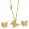 Kim Johanson Edelstahl Damen Schmuckset Schmetterling Halskette mit Anhänger & Ohrringe in Gold inkl. Geschenkverpackung