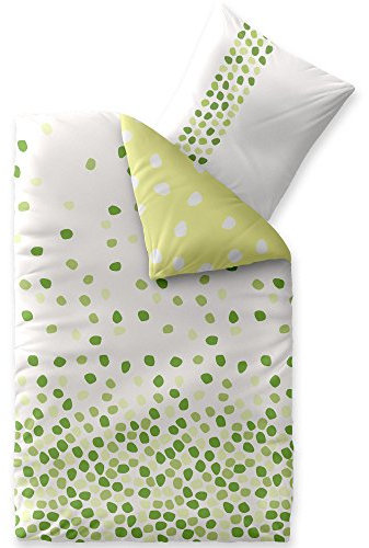 CelinaTex Fashion Bettwäsche 135x200 cm 2teilig Baumwolle, Bettgarnitur für Sommer und Winter, Ganzjährig, Bettbezug, Bettenset, Schöner Wohnen Ilona Punkte Weiß Grün
