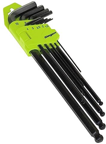 Siegen By Sealey Extra-Long Ball-End Allen Key Hex Set 9pc - S01094