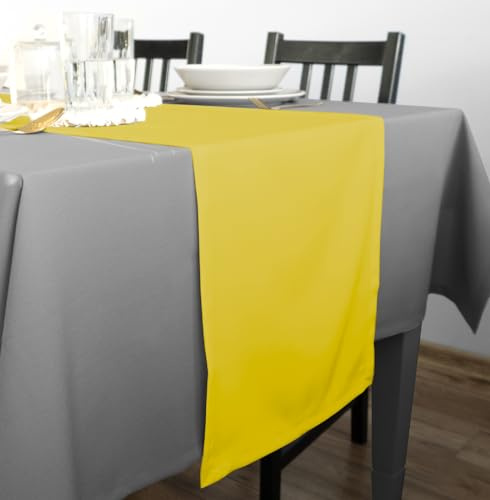 Rollmayer Hochwertiger Tischläufer Tischwäsche Uni einfarbig Pflegeleicht Kollektion Vivid, Farbe & Größe wählbar 21 Farben zur Auswahl, Produkt für den täglichen Gebrauch (Gelb 5, 30x80cm)