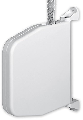 Mini-Aufputz-Gurtwickler 'Normo', verfügbare Farben: weiß, braun, inkl. Gurt: 15 mm x 5 m Länge, verfügbare Gurtfarbe: grau, braun, Lochabstand: 154 mm, 180 Grad schwenkbar, von EVEROXX®, Farbe:weiß