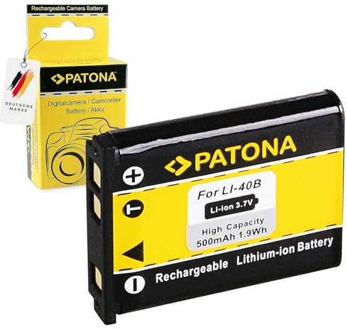 PATONA Batterie de Rechange Li-40B Li-42B 500 mAh Compatible avec Olympus D630 D720 Pentax D-Li63 Optio L30 Casio NP-80 Fuji Fujifilm NP-45 FinePix J10 Kodak KLIC-7006 Nikon EN-EL10 Coolpix S80 S210