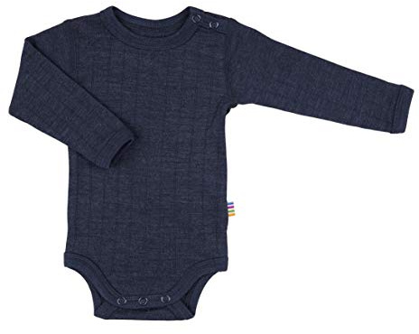 Joha Baby Body Langarm aus Merino-Wolle/Seide, Größe:56/62, Farbe:Navy