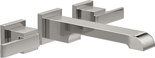 Delta Ara Wall Mount Bathroom Faucet 2 Hole, Brushed Nickel Bathroom Sink Faucet for Vanity, Stainless T3567LF-SSWL