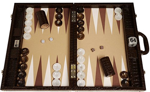 Jeu de Backgammon Tournoi 73 × 53 cm Marron – Wycliffe Brothers Croco