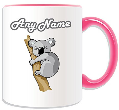Personalised Gift - Sleeping Koala on Tree Mug (Animal Design Theme, Colour Options) - Any Name / Message on Your Unique Mug by UniGift