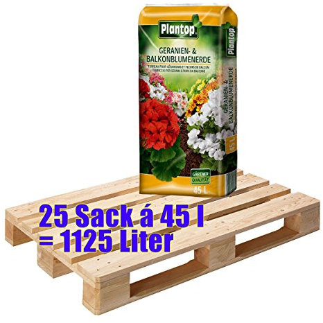 Geranien- & Balkonblumenerde Plantop 25 Sack mit je 45 Liter = 1125 Liter Blumenerde
