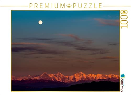 CALVENDO Puzzle Mondaufgang über den Berner Alpen | 1000 Teile Lege-Größe 64 x 48 cm Foto-Puzzle für glückliche Stunden