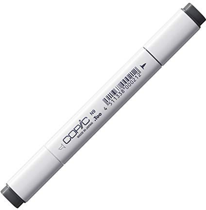 COPIC Classic Marker Typ N - 9, neutral gray No. 9, professioneller Layoutmarker, mit einer breiten und einer feinen Spitze