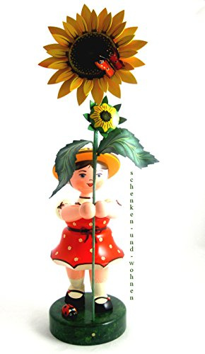 Blumenmädchen mit Sonnenblume, rot - 53cm