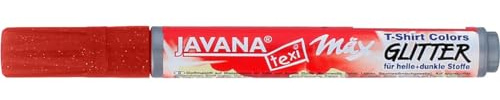 KREUL 92671 - Javana Texi Mäx Glitter, kupfer, mit Rundspitze ca. 2 - 4 mm, Stoffmalstift für helle und dunkle Stoffe, mit Glitzereffekt, waschecht nach Fixierung