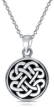 Bling Jewelry Unisex Personalisierbare Keltische Knoten Irische Freundschaft Runde Medaillon Anhänger Halskette Für Frauen Männer Geschwärztes .925 Sterlingsilber Anpassbar