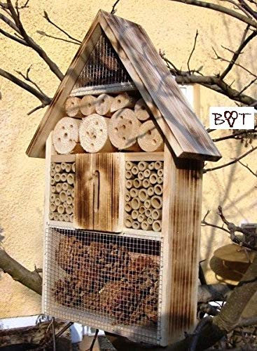 BTV Große Nistkästen XXL Insekten Insektenhotel gebrannt geflammt schwarz Natur Deko