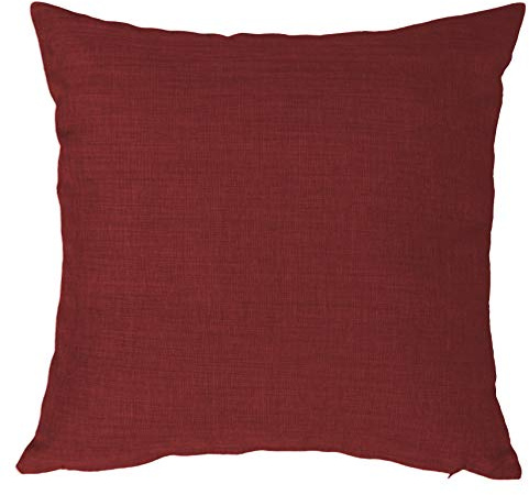 Kissenbezug 50x50 cm Bordeaux mit Reißverschluss Struktur Leinenoptik Kissen für Sofa Wurfkissen