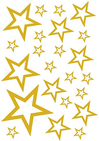 Samunshi® Wandtattoo Sterne Set 'Outline' 14x2,5cm6x5cm2x7,5cm1x10cm gold