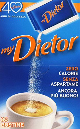 Dietor - Süßstoffbeutel, keine Kalorien, ohne Aspartam, 80 x 0,8 g, insgesamt: 64 g