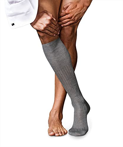 FALKE No. 10 M Kh cotone al ginocchio tinta unita 1 paio, Calzini lunghi Uomo, Grigio Light Grey Melange 3390, 39-40