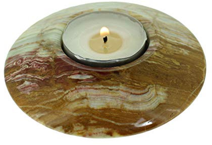 Budawi Onyxmarmor Teelichthalter Kerzenhalter aus Onyx Marmor 9,5 cm