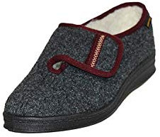 Intermax Pantofole da donna con chiusura e lana vergine, antracite., 39 EU