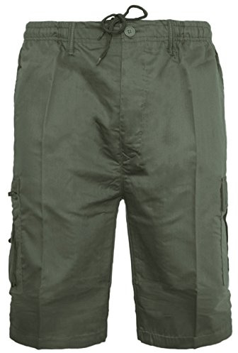 Mens Plain Shorts Cargo Combat Casual Summer Beach Sports Fashion Poly Cotton Travel Pockets Work Short Elasticated Waist Lightweight Half Pants Plus Big Sizes S-5XL