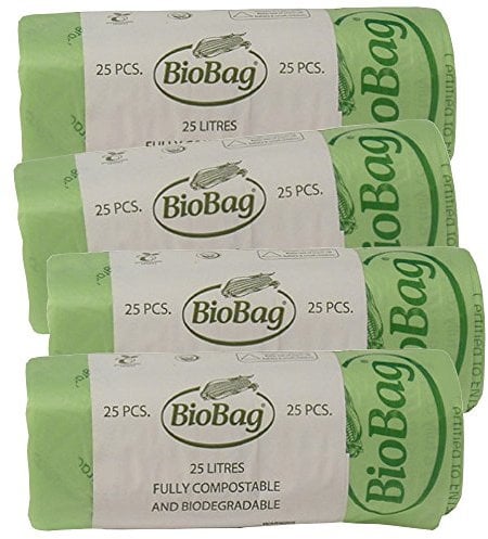25 Litre x 100 Compostable Biodegradable Kitchen Food Waste Caddy Bin Liner Bags (25L) - Certified EN13432 (100)