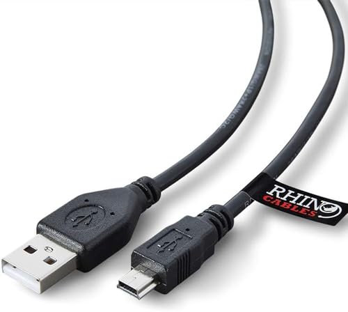 Cable de datos con 5 pines de Rhinocables, USB 2.0 A macho a Mini B, plomo negro, longitudes: 50 cm, 1 m, 1,8 m, 3 m, 5 m 1.8m