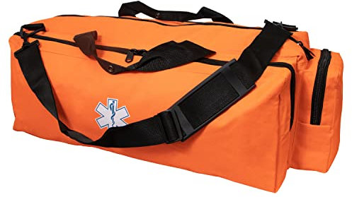 Primacare Medical Supplies KB-1172 Oxygen O2 Gear Bag with Multiple Compartments Waterproof Bottom and Heavy-Duty Zippers | 32x12x13 inches, Orange