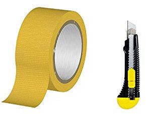 hochwertiges Panzerband/Gewebeklebeband 50 mm x 10 m inkl. Cuttermesser (gelb)