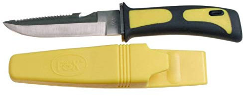 Tauchermesser, Beinholster, gelb-schwarz