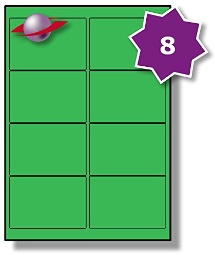 Label Planet® 8 Per Page/Sheet, 5 Sheets (40 Sticky Green Labels), Blank Plain Matt Self-Adhesive A4 Coloured Paper Stickers, for Laser/Copier or Inkjet Printer, UK LP8/99C, 99.1 x 67.7 MM