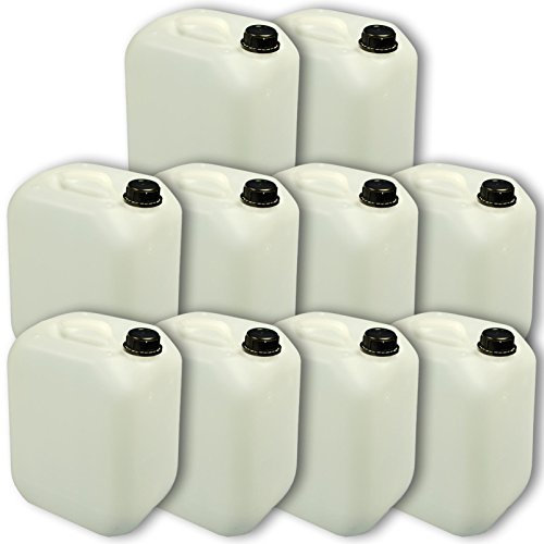 Lotde 10 Bidons – Jerrican 10 L, naturel, ouverture DIN 45, HDPE alimentaire (22003x10)