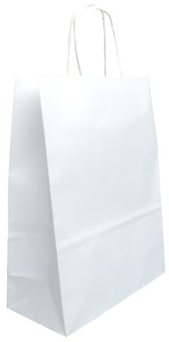 Saphir-Tec Papier-Tragetaschen TOPTWIST 32x14x42cm weiß - 50 Stück