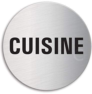 Plaque de Porte - Cuisine Ø 75 mm acier inoxydable brossé fin mat autocollant No.8596