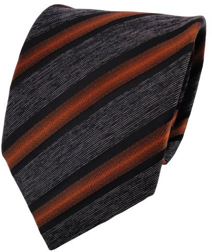 TigerTie Designer Krawatte in braun kupfer anthrazit schwarz grau gestreift