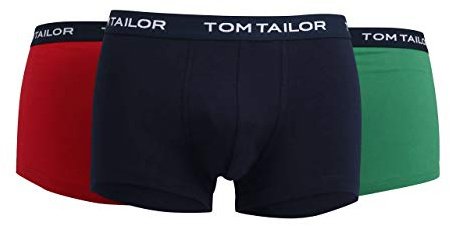 Tom Tailor Underwear Herren Retroshorts Hip Pants, 3er Pack, Einfarbig, Gr. Small (Herstellergröße: S/4), Blau (red-Navy-Green 2292)