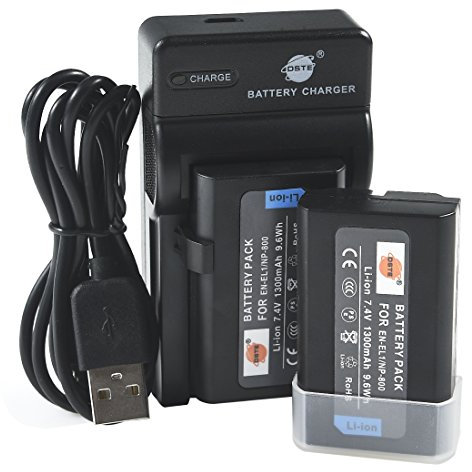 DSTE EN-EL1 Li-ion Batterie (2-Pack) et chargeur USB costume pour Nikon Cooipix 4300 4500 4800 5400 5700 775 8700 880 885 995 E880