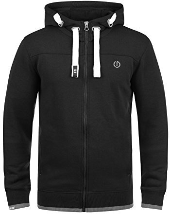 Solid SDBenjaminZip Herren Sweatjacke Kapuzenjacke Hoodie mit Kapuze Reißverschluss Kordelzug Baumwollmischung Regular fit, Größe:L, Farbe:Black (9000)