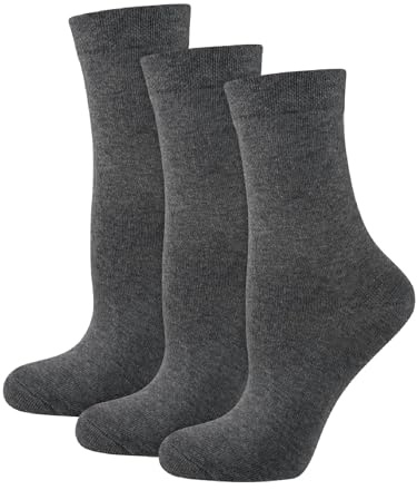 Nur Die 3er Ohne Gummi Socken Unisex aus Baumwolle atmungsaktiv Komfortbund ohne Gummifäden mittelhohe Schaftlänge Damen-Socken Herren-Socken